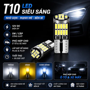 LUXCORE Đèn LED T10 W5W Siêu Sáng, Dùng Làm Đèn Demi, Đèn Biển Số, Đèn Nội Thất Cắm Là Dùng, Không Cần Độ Chế, Ánh Sáng