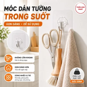 Combo 100 cái móc dán tường trong suốt siêu dính, Chịu lực cực nặng