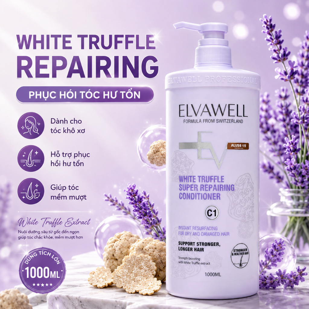 Dầu gội Elvawell size 1000ml - Giảm rụng tóc, hỗ trợ mọc tóc hiệu quả- Phù hợp cho cả gia đình