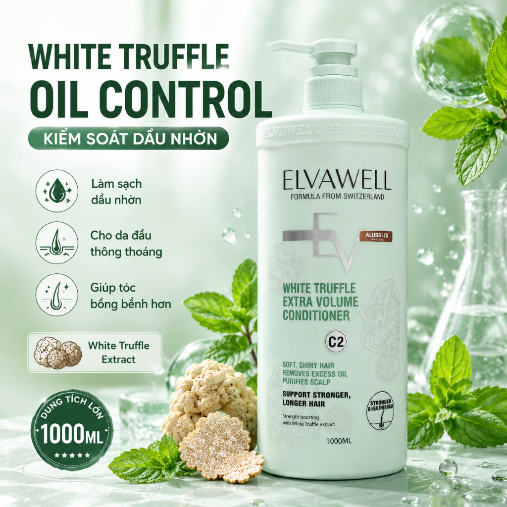 Dầu gội Elvawell size 1000ml - Giảm rụng tóc, hỗ trợ mọc tóc hiệu quả- Phù hợp cho cả gia đình