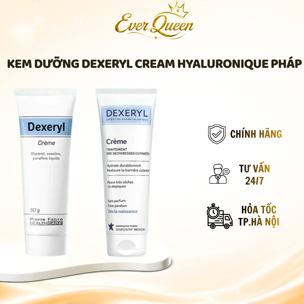 DATE 10.2027 Kem Dưỡng Dexeryl Cream Hyaluronique Pháp Dưỡng Ẩm, Dưỡng Da Cho Da Khô, Nứt Nẻ - Ever Queen
