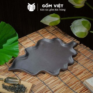 Khay trà, nước tử sa đất nung màu đen, đỏ kiểu lá sen, nho, thủng - Gốm sứ Bát Tràng - Gốm Việt