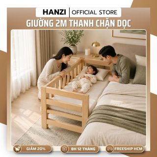 Giường Trẻ Em 2m Có Thanh Chặn Dọc Giường Ghép Khổ Lớn Cho Bé Ngủ Riêng Hoặc Ngủ Cùng Bố Mẹ