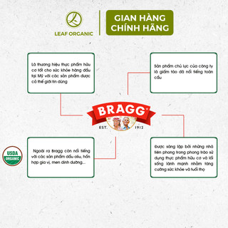 Dầu oliu hữu cơ ép lạnh Bragg 473ml
