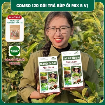 Trà Túi Lọc Mix 5 Vị MỘC NAM Thành Phần Lá Ổi Khô, Gạo Lứt, Đậu Đen Xanh Lòng, Giảo Cổ Lam, Lá Sen Thanh Lọc Cơ Thể