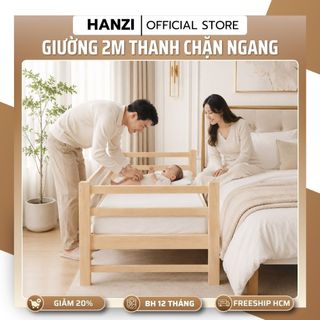 Giường Ghép Trẻ Em 2m Có Thanh Chặn Ngang Chống Lăn Rơi Giường Rộng Cho Bé Và Phụ Huynh