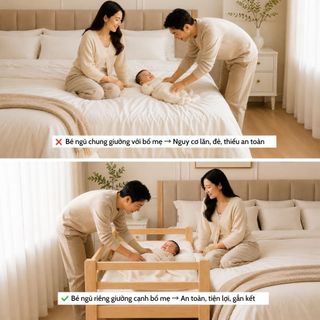 Giường Ghép Trẻ Em 2m Có Thanh Chặn Ngang Chống Lăn Rơi Giường Rộng Cho Bé Và Phụ Huynh