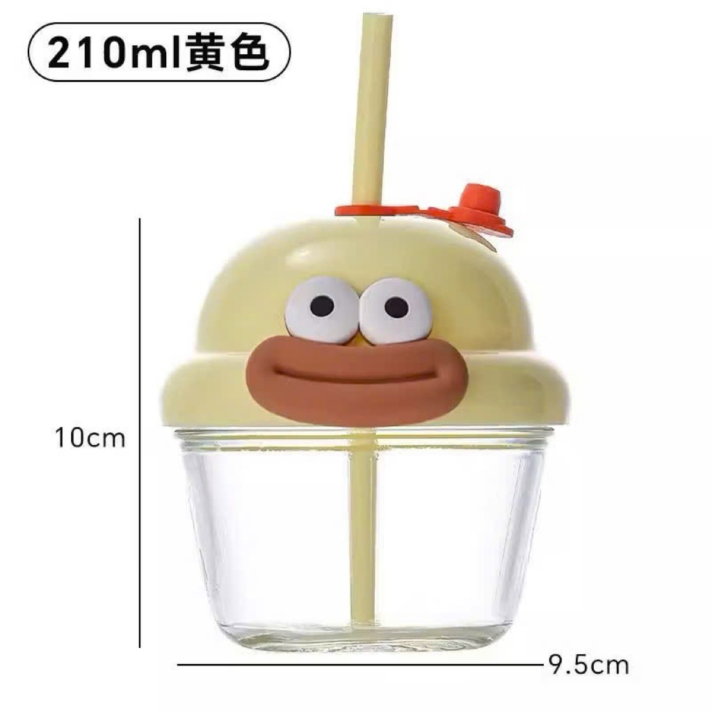 💚 CỐC THỦY TINH ĐÔI MẮT CÓ ỐNG HÚT 👀 210ML