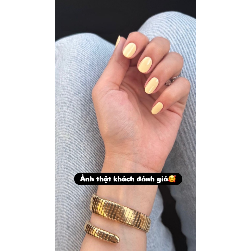[T01] Móng tay giả fom tròn ngắn, nail trơn màu vàng pastel FREE KEO DÁN dễ dàng dùng tại nhà
