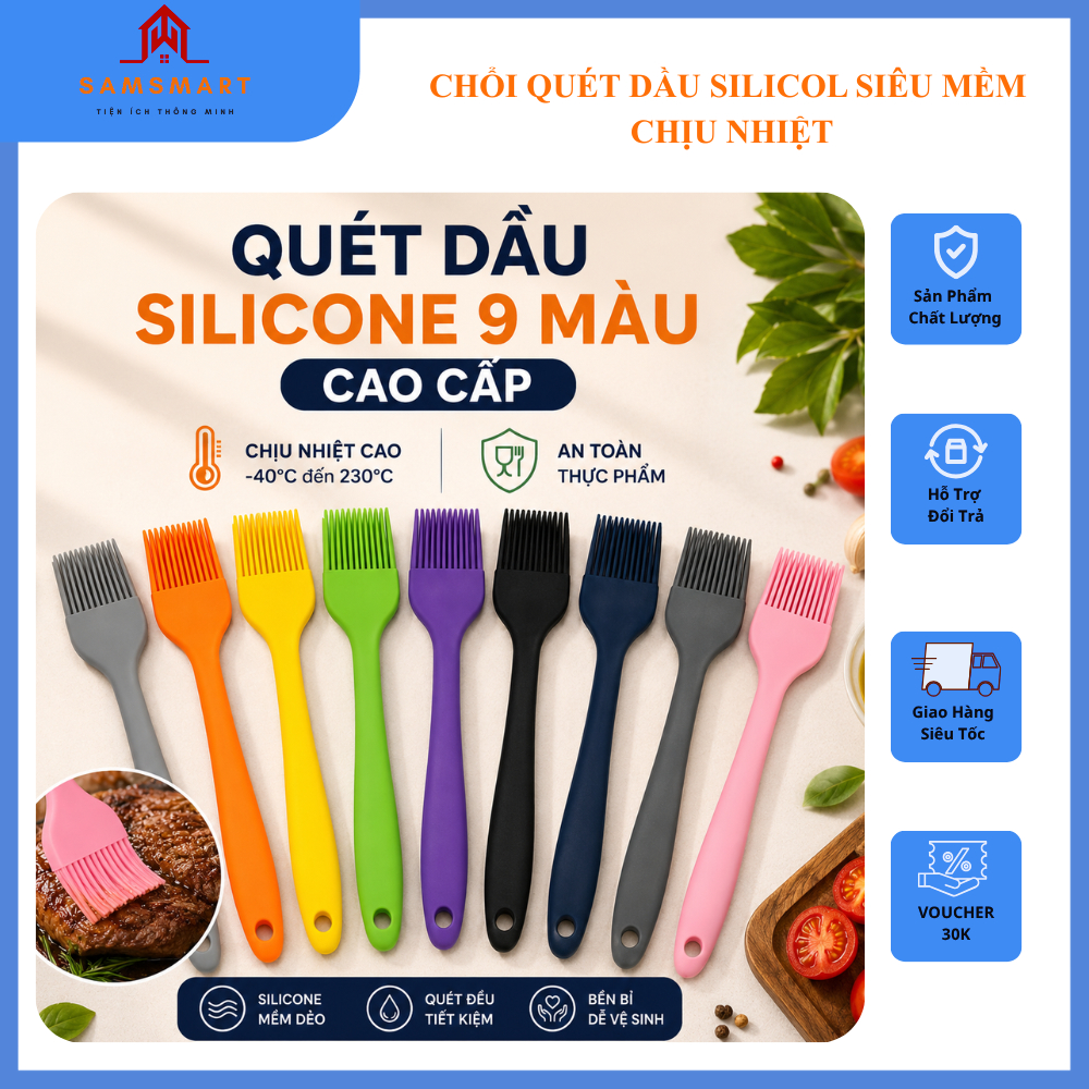 Chổi Quét Dầu Silicone, Cọ Quét Dầu Ăn Chịu Nhiệt, Cọ Phết Bơ, Quét Mặt Bánh, Dụng Cụ Nhà Bếp