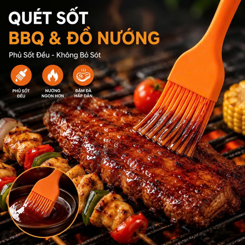 Chổi Quét Dầu Silicone, Cọ Quét Dầu Ăn Chịu Nhiệt, Cọ Phết Bơ, Quét Mặt Bánh, Dụng Cụ Nhà Bếp