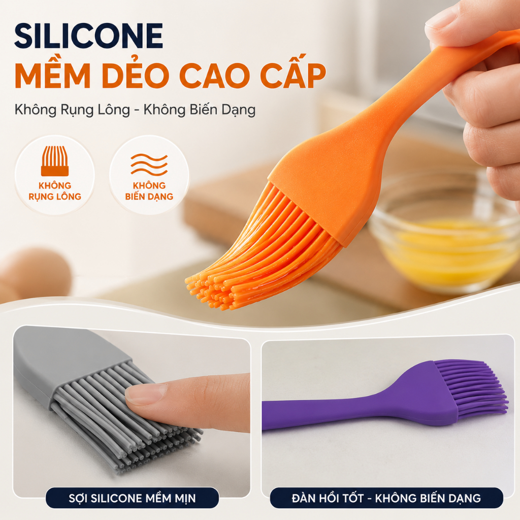 Chổi Quét Dầu Silicone, Cọ Quét Dầu Ăn Chịu Nhiệt, Cọ Phết Bơ, Quét Mặt Bánh, Dụng Cụ Nhà Bếp