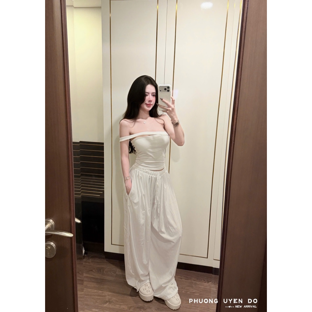 Set áo lệch vai Sm