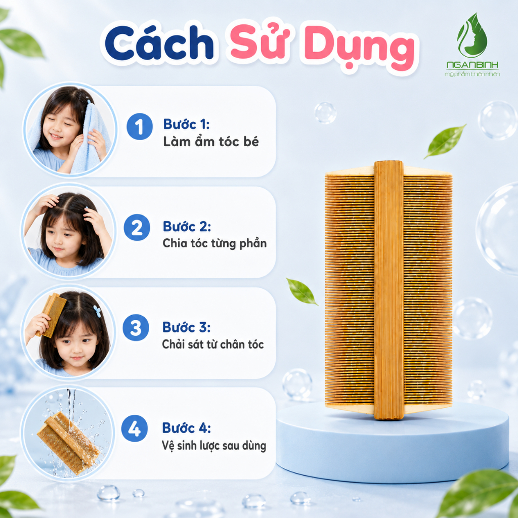 Lược Chải Chấy, Trứng Chí Răng Dày Cho Bé Gái - An Toàn, Hiệu Quả, Không Đau Da Đầu