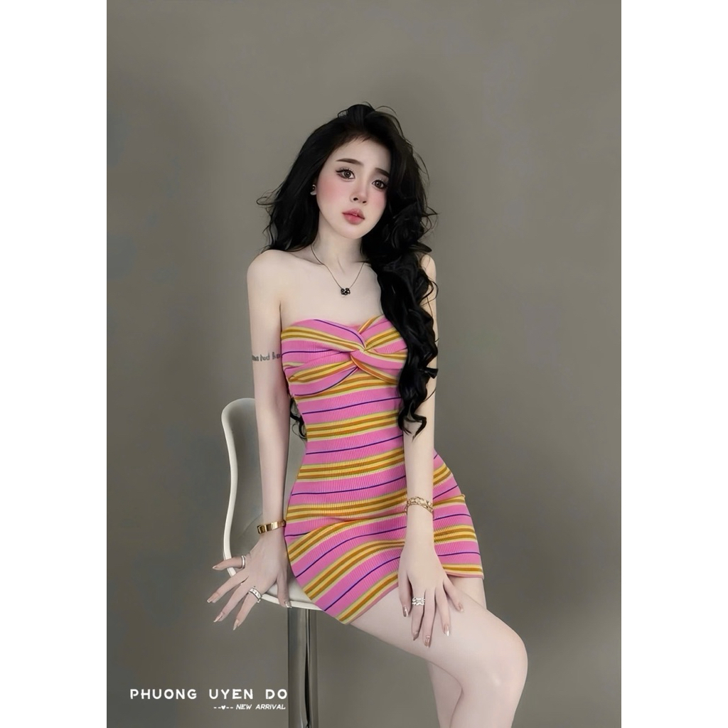 Váy body kẻ xoắn ngực  SM