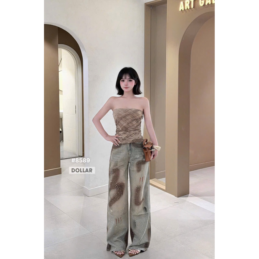 Quần xuông đá loang nâu mới về  Size S M L / 8589