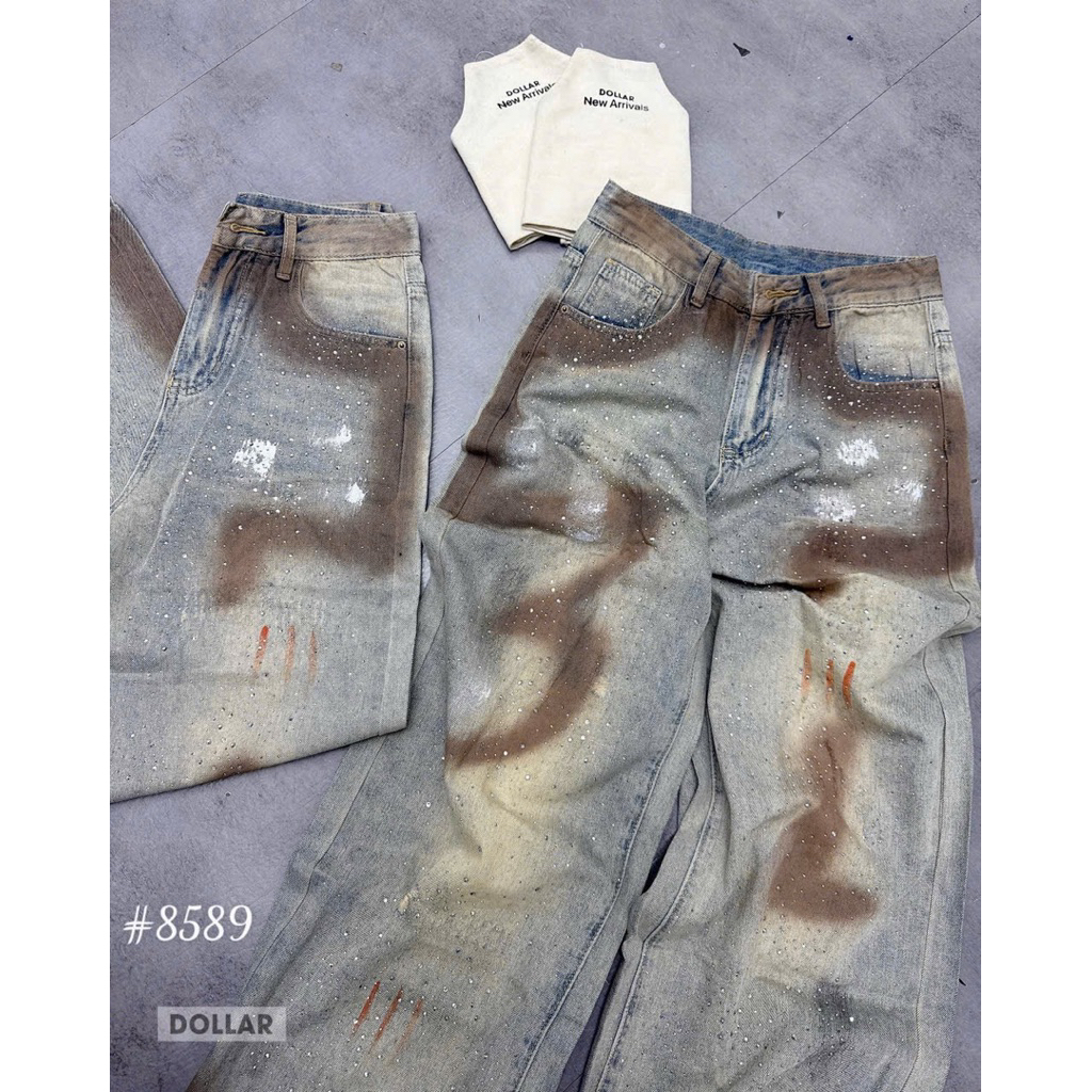 Quần xuông đá loang nâu mới về  Size S M L / 8589