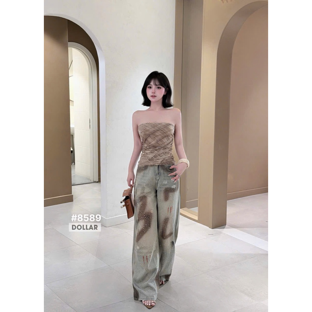 Quần xuông đá loang nâu mới về  Size S M L / 8589