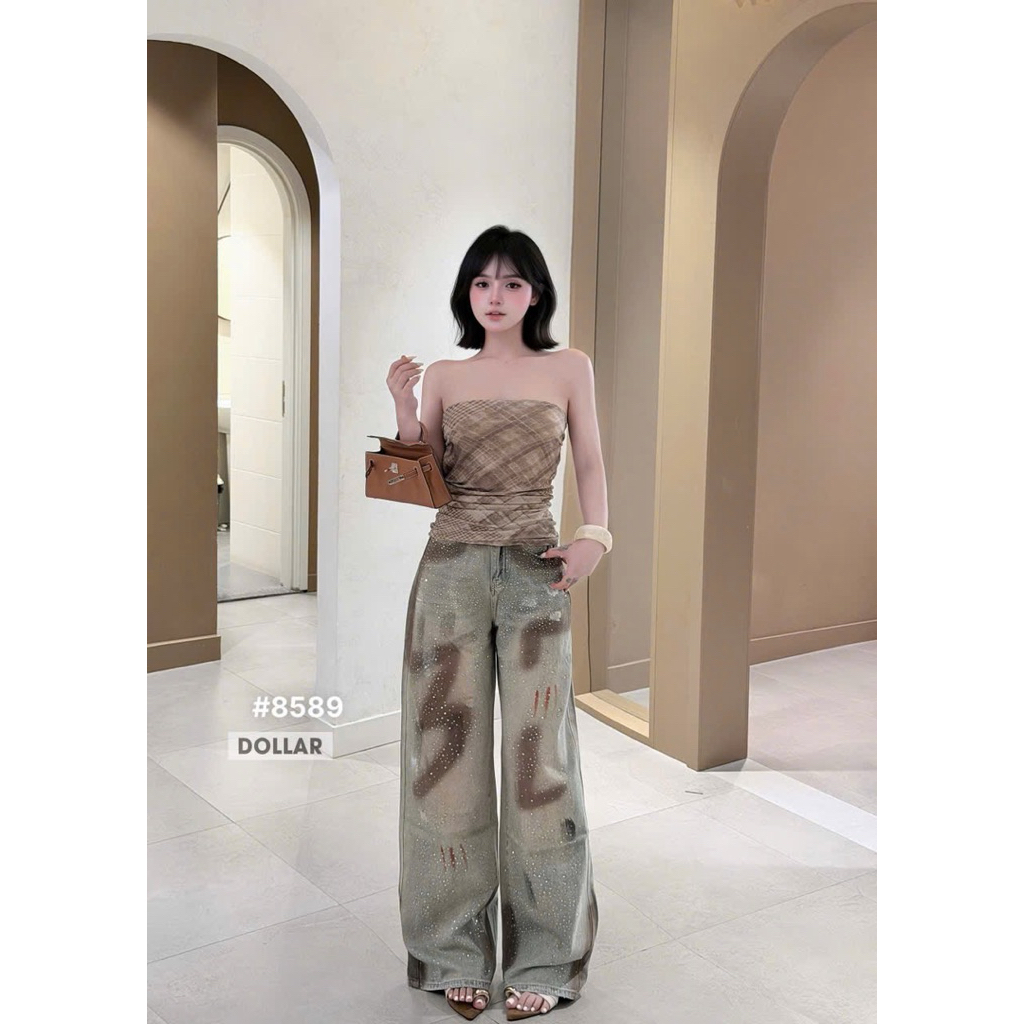 Quần xuông đá loang nâu mới về  Size S M L / 8589