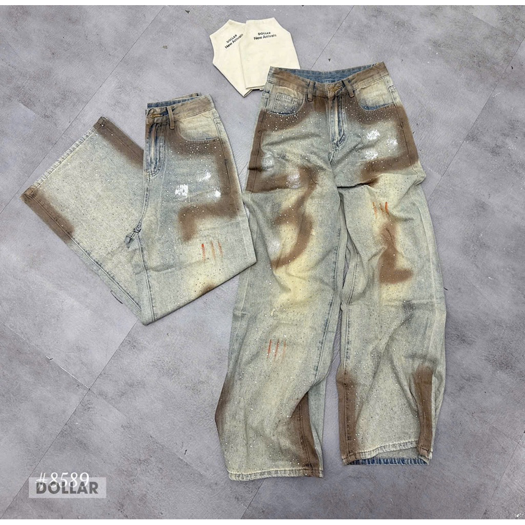 Quần xuông đá loang nâu mới về  Size S M L / 8589