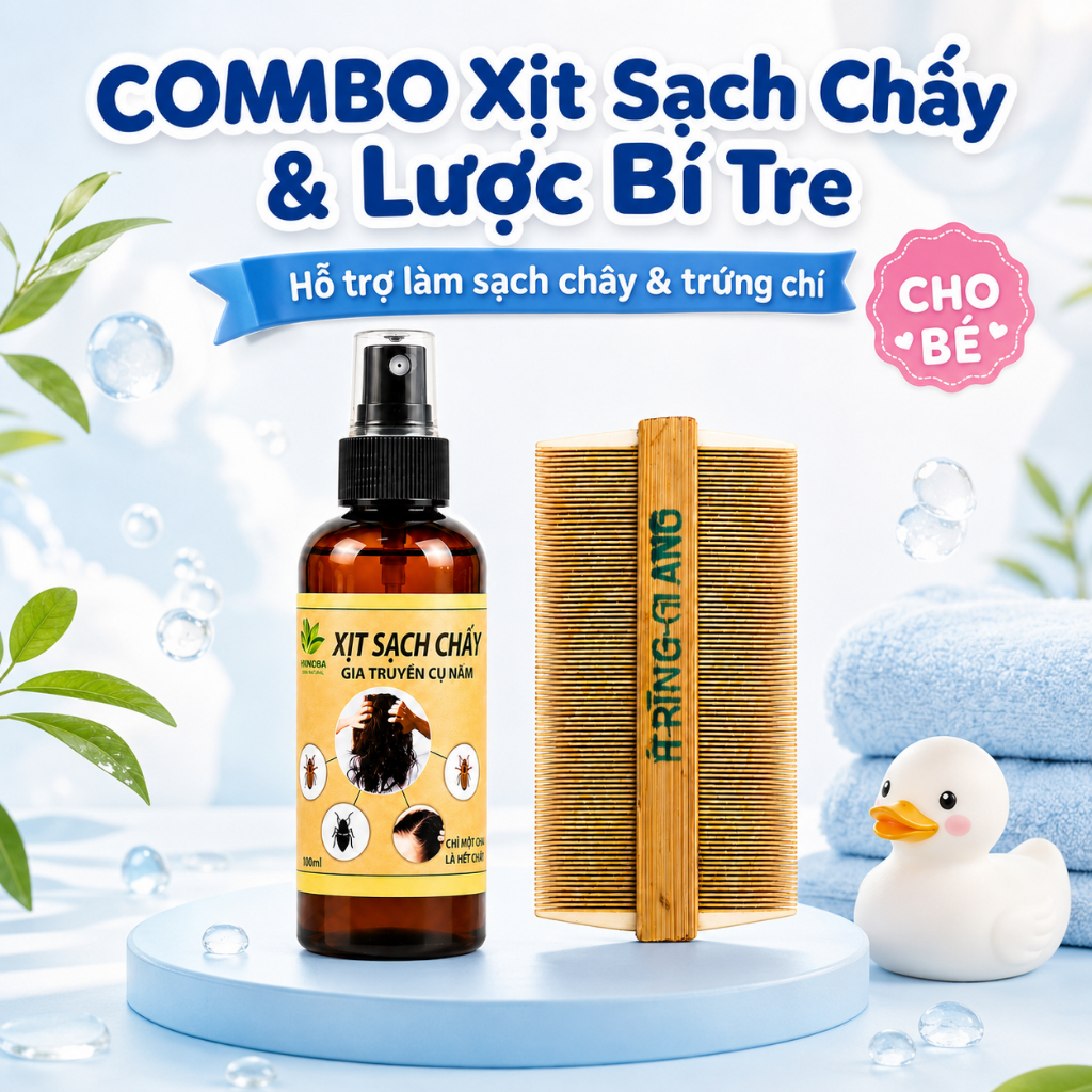 [Combo] Bộ Đôi Xịt Và Lược Sạch Chấy Gia Truyền Cụ Năm Ngân Bình Cho Bé - Hỗ Trợ Làm Sạch Chấy, Trứng Chí Hiệu Quả