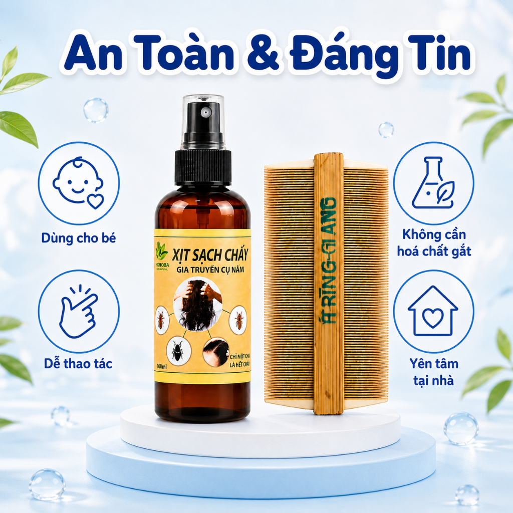 [Combo] Bộ Đôi Xịt Và Lược Sạch Chấy Gia Truyền Cụ Năm Ngân Bình Cho Bé - Hỗ Trợ Làm Sạch Chấy, Trứng Chí Hiệu Quả