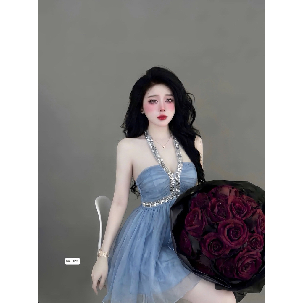 Váy tơ hoa màu sang xinh xỉu