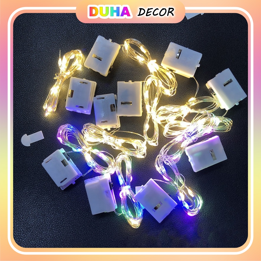 Combo 100 Đèn Led 1m, 2m Nhiều Màu Sắc 3 Chế Độ Nháy Có Pin Sẵn Trang Trí DUHA 014