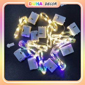 Combo 100 Đèn Led 1m, 2m Nhiều Màu Sắc 3 Chế Độ Nháy Có Pin Sẵn Trang Trí DUHA 014