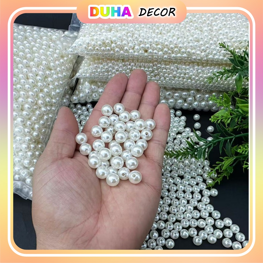 Combo 1kg Hạt Ngọc Trai Có Lỗ/Không Lỗ Các Cỡ Màu Trắng Tinh Nhiều Cỡ Làm Phụ Kiện Thời Trang DUHA 028