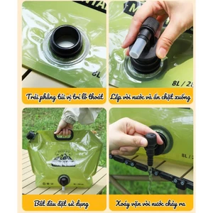 túi đựng Nước Gấp Gọn 7-8L Có Vòi Rót, Túi Đựng Nước Dã Ngoại Cắm Trại Picnic Du Lịch