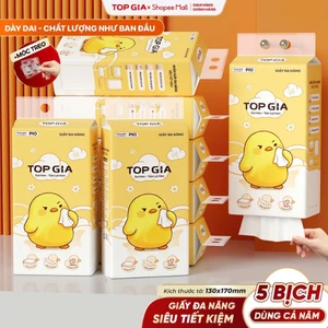 Bịch Khăn Giấy Pio TopGia Đa Năng Cao Cấp, Siêu Dai Mềm Mịn 200 Lần Rút