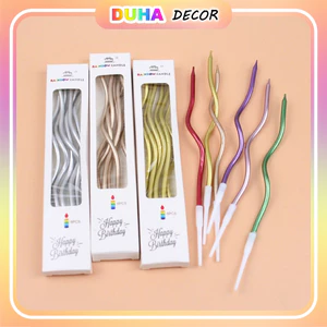 Combo 100 Vỉ 6 Cây Nến Xoắn Ánh Nhũ Trang Trí Bánh Kem, Bánh Sinh Nhật, Nến Xoắn Sinh Nhật DUHA 046