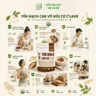 Yến mạch cán vỡ ăn liền hữu cơ C'Lavie dùng nấu đồ ăn dặm, ăn kiêng..