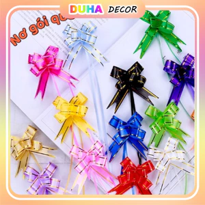 Combo 10 Nơ Rút Ruy Băng Gói Quà, Màu Đỏ, Hồng Đậm, Hồng Nhạt, Xanh Lá, Vàng Diy DUHA 047