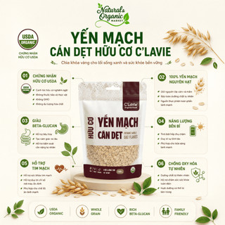 Yến mạch cán dẹt hữu cơ C'LaVie 200g - Natural Market