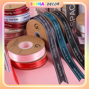 Lốc 5 Cuộn Ruy Băng Lụa Chữ Always By Your Side 2.5cm X32yard, Gói Hoa, Gói Quà, Trang Trí Tiệc, Diy, Decor DUHA 054