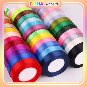 Set 5 Cuộn Ruy Băng Lụa Cuộn Dài 22m Bản Rộng 1cm/2cm Nhiều Màu Sắc DUHA 059