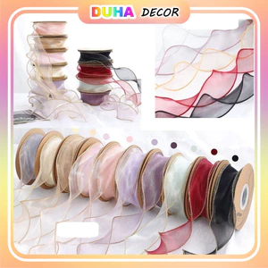 Combo 5 Cuộn Ruy Băng Voan Đuôi Cá Viền Sóng Nhiều Màu Sắc, Kích Thước 9m Rộng 4cm DUHA 063