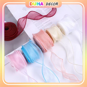 Lốc 10 Cuộn Ruy Băng Voan Sóng Bản 4cm Dài 9m Gói Hoa Đuôi Cá Không Lõi Thắt Nơ,Hộp Quà DUHA 063