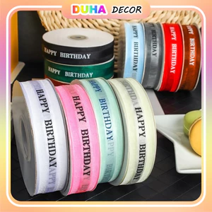 Combo 10 Cuộn Dây Ruy Băng Voan Lụa Chữ ❤️Happy Birthday❤️ 2,5 Cm Trang Trí Bó Hoa, Quà Tặng DUHA 064