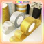 Combo 10 Cuộn Ruy Băng Nhũ Kim Tuyến - Vàng/ Bạc 1cm, 2cm, 3cm, 4cm, 5cm DUHA 065