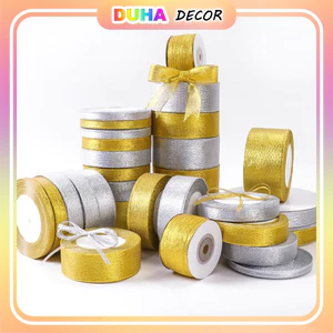 4cm X 22m) Ruy Băng Kim Tuyến, Ruy Băng Lụa Satin Nhũ, Dài 25yard, Bản 4cm, Ruy Băng Gói Hoa, Gói Quà DUHA 065