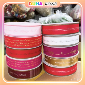 Combo 5 Cuộn Ruy Băng Nhựa Thái In Chữ Khổ 3cm Dài 50y Gói Hoa Đẹp DUHA 067