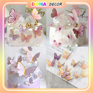 Túi 50 Set Bướm Giấy Trang Trí Bánh Sinh Nhật (Que Sắt), Vỉ Bướm Trang Trí Decor DUHA 069