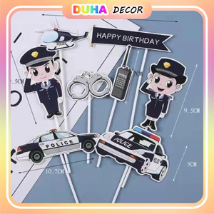 Bịch 50 Set Giấy Cắm Cảnh Sát - Trang Trí Bánh Kem Cho Bé Trai DUHA 071