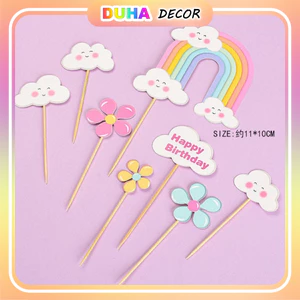 Combo 10 Set Cắm Giấy Chủ Đề Vui Nhộn Trang Trí Bánh DUHA 074