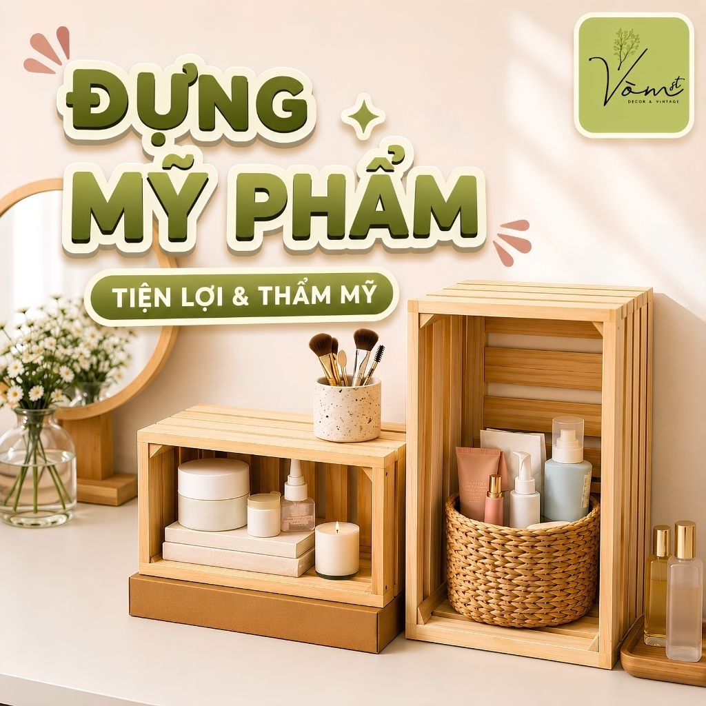 Vòm Decor – Hộp Gỗ Pallet Đa Năng Gỗ Thông Mỹ Tự Nhiên Nhiều Kích Thước, Đựng Mỹ Phẩm, Đựng Sách, Lưu Trữ & Trang Trí