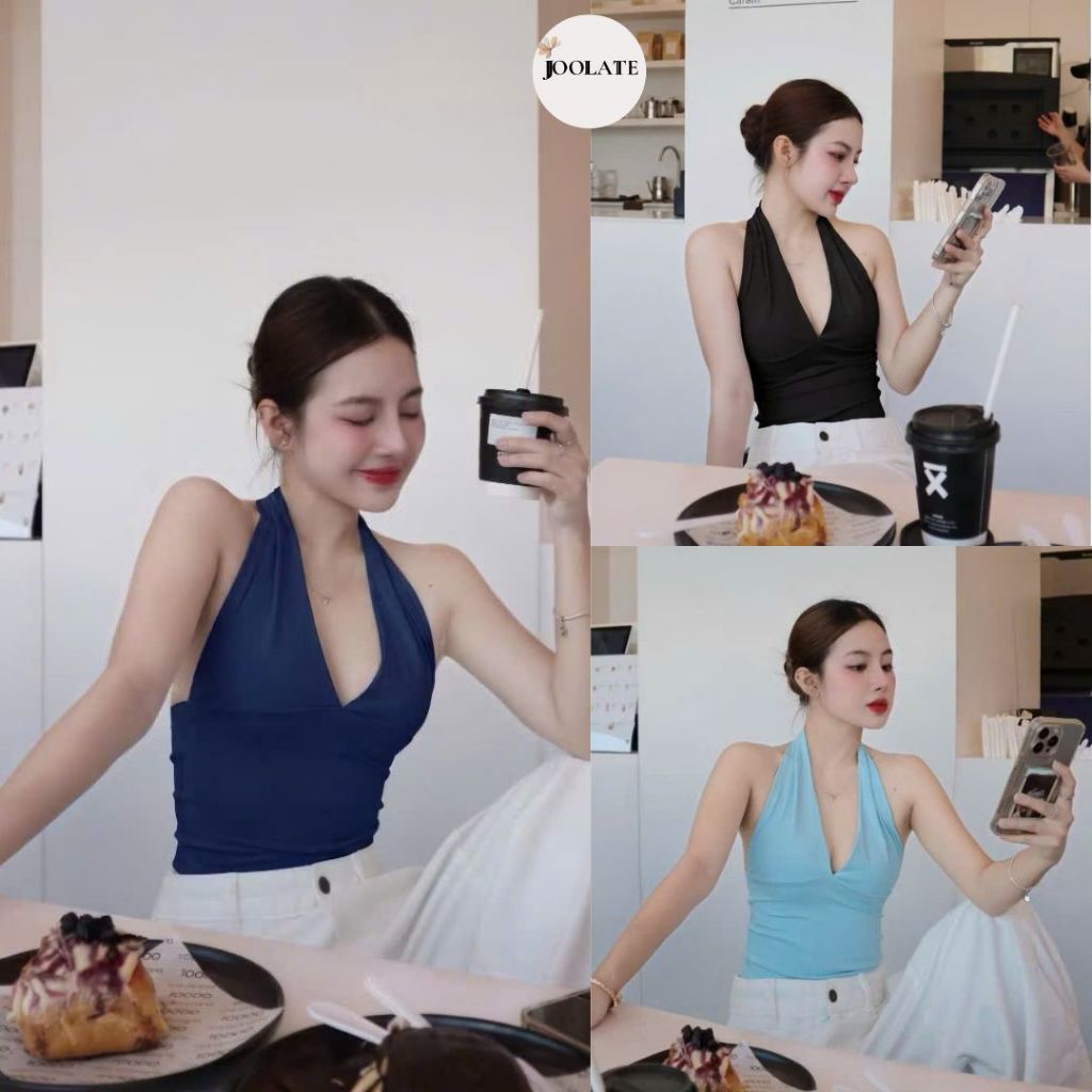 Áo Yếm Nữ Nhún Ngực Cổ V Sâu Tôn Dáng Quyến Rũ Phong Cách Hàn Quốc Joolate 71