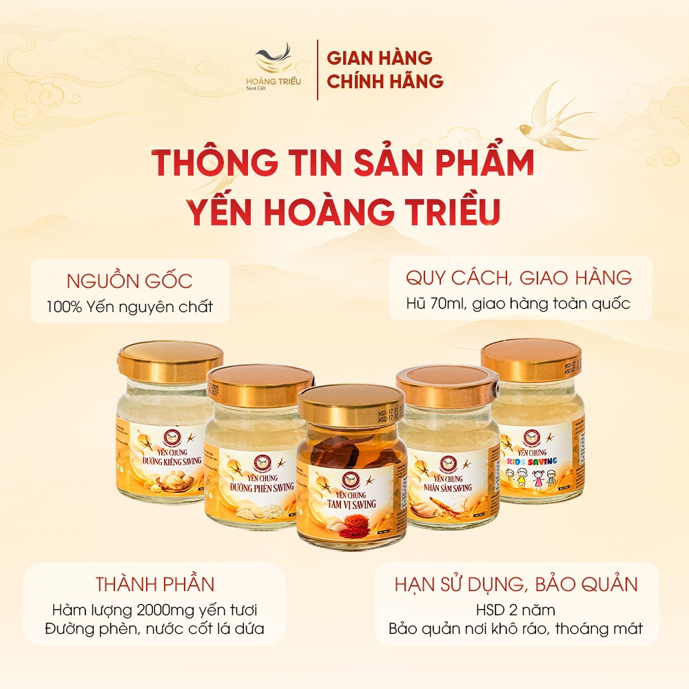 Yến Chưng Nhân Sâm Saving 2000mg - Yến chưng sẵn cao cấp hũ 70ml - Hoàng Triều Bird's Nest